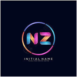 NZ 字母标志图标设计模板元素黑色标签卡片艺术营销创造力公司推广品牌插图图片