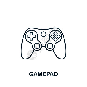 Gamepad 图标 用于模板 网络设计和信息图的单色简单线条游戏元素图标视频玩具工具编辑电脑玩家字形电子竞技插图爱好图片