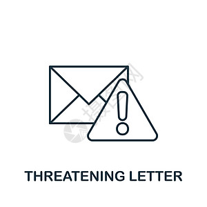 威胁字母图标 单色简单线条 用于模板 网络设计和信息图的骚扰图标以及故事剪裁侦探电子邮件数字犯罪插图笔记代码字体图片