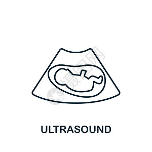 超声波图标 用于模板 网络设计和信息图的线性简单健康检查图标图片
