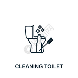 清洁厕所图标 用于模板 网络设计和信息图的线条简单图标图片