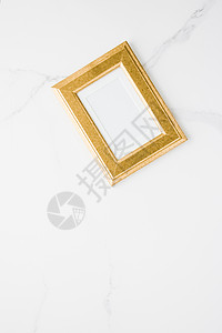 大理石上的金色相框 平面模型  装饰和模型平面概念网店海报艺术奢华框架摄影照片样机艺术品风格图片