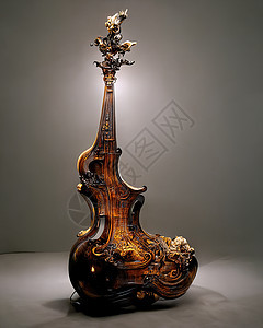 巴洛克小提琴雕像 3D插图的图片细绳音乐家表演乐器木头音乐会风格娱乐低音中提琴图片