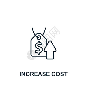 增加成本图标 用于模板 网络设计和信息图的线条简单图标图片