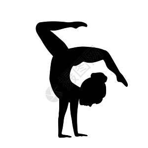 女孩的轮廓 女体操运动员在白色背景下双手摆姿势图片