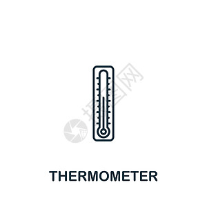 温度计图标 线性简单测量模板 网络设计和信息图的计量图标图片