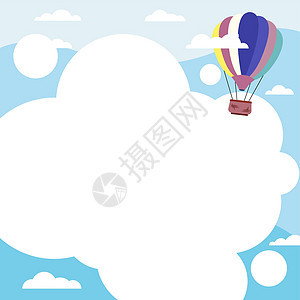 热气球插图飞越云层到达新的目的地 齐柏林飞艇漫游天空去更远的地方漂浮计算机海报男人太阳想像力海浪飞行器自由飞机图片