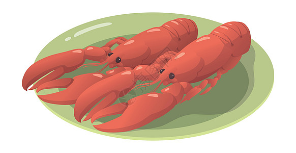 逼真的煮熟的煮小龙虾与柠檬白背景矢量草图艺术标识美食卡通片螃蟹烹饪美味甲壳绘画图片