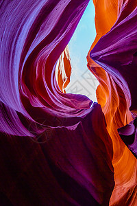 阳光照亮的羚羊狭缝峡谷 佩奇 亚利桑那州 美国气候目的地荒野橙色全景紫色风景文化摄影岩石图片