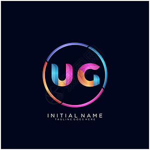 UG 字母标识图标设计模板元素黑色卡片创造力公司网络推广商业营销艺术标签图片