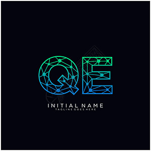 QE 字母标志图标设计模板元素商业创造力品牌字体卡片插图量化身份推广标签图片