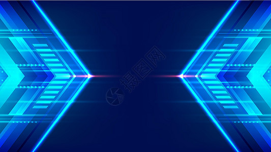 高速度移动蓝箭头几何条形线 对暗底背景产生照明效应的现代抽象技术预发理论概念先进现代技术插图科学网络电脑广告活力力量横幅行动蓝色图片