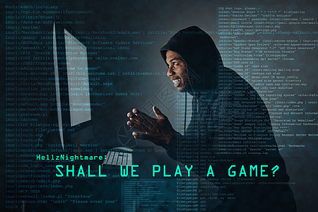 黑客的阴险世界 一个黑客在黑暗中破解电脑密码背景图片