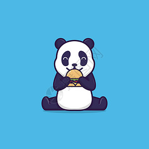 可爱熊猫吃汉堡包图片