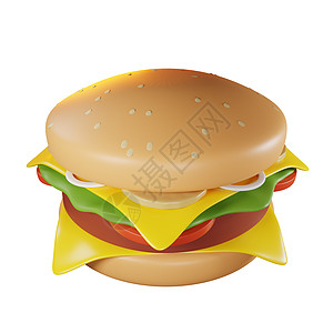 快速食品汉堡3d卡通片盒子商业午餐食物渲染薯条房子插图图片