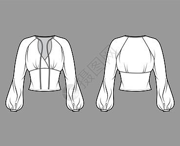 用长的主教袖子 前端的瑟普利切斯颈领带和装配的身体来绘制布罗兹技术时尚图丝绸男性计算机纺织品织物脖子服饰女孩女士球座图片