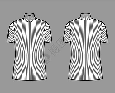 用短肋袖 体积过大 外长等技术时装图解 来说明海龟的胸围和毛衣男性女士纺织品织物计算机球衣服饰草图绘画针织品图片