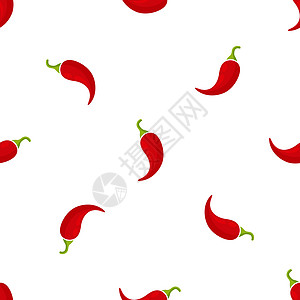 红辣椒或辣椒无缝模式辣椒玫瑰装饰品菜单艺术包装墙纸食物收成打印图片
