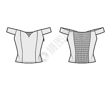 近身穿紧身衣 受胸围启发的可爱领腰带 贴近体贴合型计算机女性身体男性球衣设计绘画草图裙子插图图片