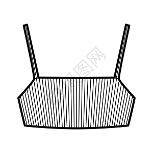 带条纹的伸展式顶级技术时装插图 配有穿甲体 胸围长度下毛衣服饰棉布衬衫袖子女性脖子设计男人女士图片