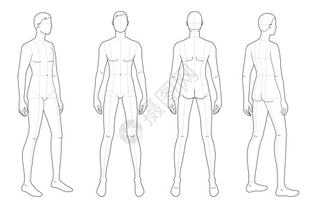 时装模版的常备男子设计师人体男人插画家腰部设计插图男生衣服绘画图片