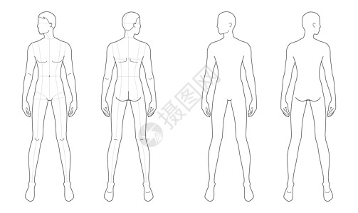 时装模版的常备男子衣服男生身体先生插画男人设计师绘画插画家收藏图片