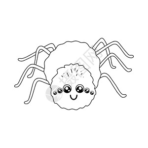 白色背景上孤立的可爱大纲蜘蛛 幼稚彩色书籍中的有趣的昆虫 Cartoon 矢量线插图图片