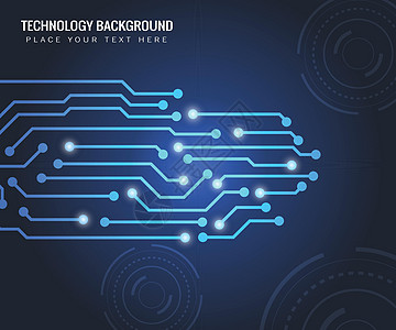 抽象的高科技背景 在深蓝背景的先进的连接技术电路线概念墙纸创造力安全蓝色插图速度辉光数据电子产品工程图片