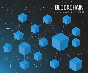 虚拟3D锁链技术 立方体系统概念构想设计电子网络商业等距金融货币密码贸易创造力六边形图片
