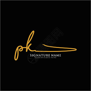 字母 PK 签名标签模板矢量商业字体插图夫妻奢华写作刻字公司标识团队图片