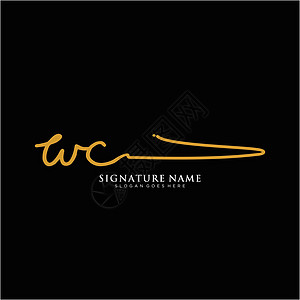WC 信件 签名Logo 模板矢量标识身份字母主义者写作书法团体团队极简奢华图片