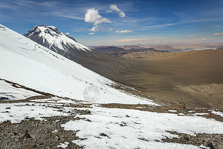 智利北部的阿塔卡马沙漠 火山雪和干旱地貌生态旅游景观爬坡火山国际摄影普纳荒野风景蓝色图片