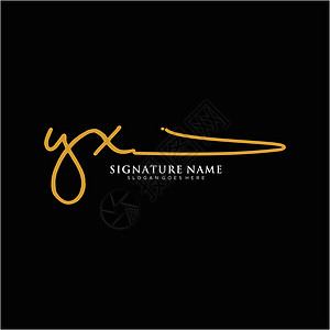 字母 YX 签名标签模板矢量刻字书法字体公司奢华主义者团队写作极简艺术图片