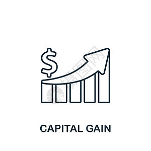 资本收益图标 用于模板 网页设计和信息图形的线条简单线条股票市场图标图片