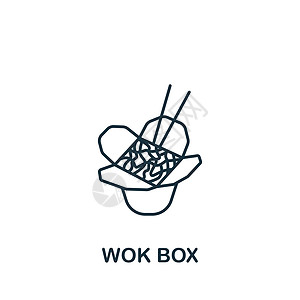 Wok Box 图标 用于模板 网络设计和信息图的线条简单图标图片