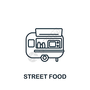 街道食品图标 模板 网络设计和信息图的线条简单图标图片