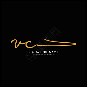 字母 VC 签名标签模板矢量团体字体写作团队商业刻字公司书法奢华风险图片