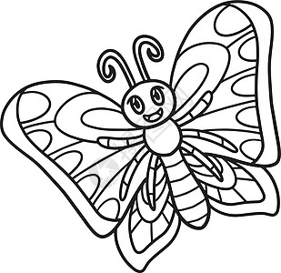 蝴蝶动物儿童孤立的彩色页面图画书手绘幼儿园飞行学校填色彩页绘画昆虫教育图片