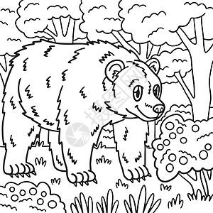 儿童熊动物涂色页面图片