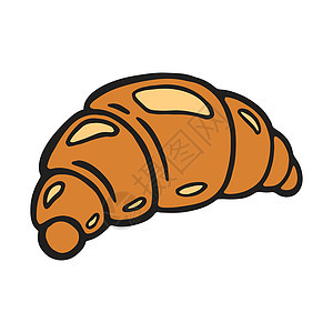 切肉手绘羊角面包 croissant 漫画图标图片