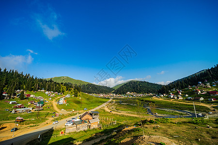 著名的格罗吉亚山区度假胜地Bakhmaro蓝色地区街道娱乐小路森林建筑学建筑房子旅游图片