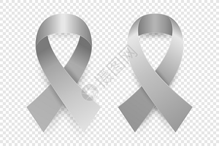 矢量 3d 逼真的灰色丝带集 脑癌意识符号特写 癌症丝带模板 世界脑癌日概念插图卡片女性丝绸男人机构卫生保健帮助幸存者图片
