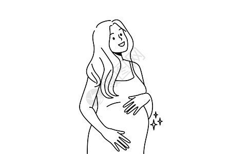 怀孕时快乐的女士兴奋父母成人生理生育力治疗妈妈卡通片母亲腹部生活图片