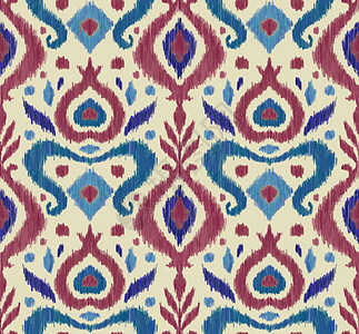 阿兹特克Ikat传统民间纺织模式 部落民族手画纹理 阿兹泰克无缝背景 印度语 斯堪的纳维亚语 墨西哥风格 Raster 插图装饰打印装饰背景