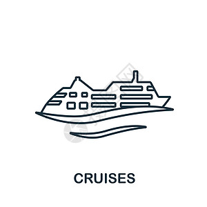 邮轮图标 用于模板 网页设计和信息图形的线条简单旅行图标图片