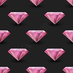 矢量无缝图案与 3d 逼真的宝石 水晶 黑色水钻 珠宝概念 设计模板 宝石 水晶 水钻或宝石 顶视图奢华石头配饰按钮织物钻石背景图片