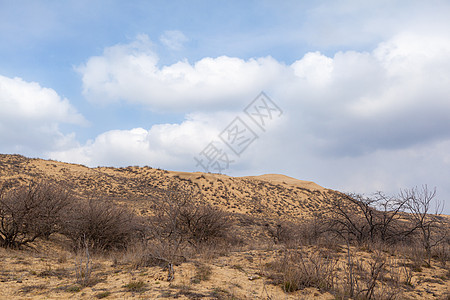 高加索一片独特的沙山 在阴云的一天公园干旱天空全景蓝色旅行冒险风景沙漠国家图片