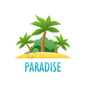 热带岛屿 矢量自然地貌景观说明天堂海洋旅行太阳白色绿色假期晴天蓝色棕榈背景图片