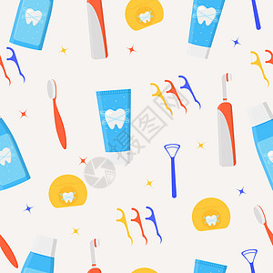 口腔清洁工具无缝模式 各种牙刷 牙膏 舌刷 牙线 漱口水 口腔卫生图片