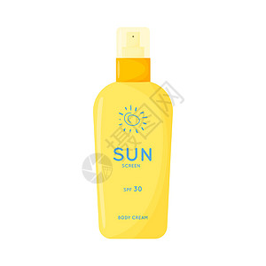 护肤品 防晒 防紫外线喷雾 带有 SPF 的防晒产品管 夏季化妆品 在白色背景上孤立的平面矢量图老化皮肤产品阳光晒黑旅行防晒霜温图片